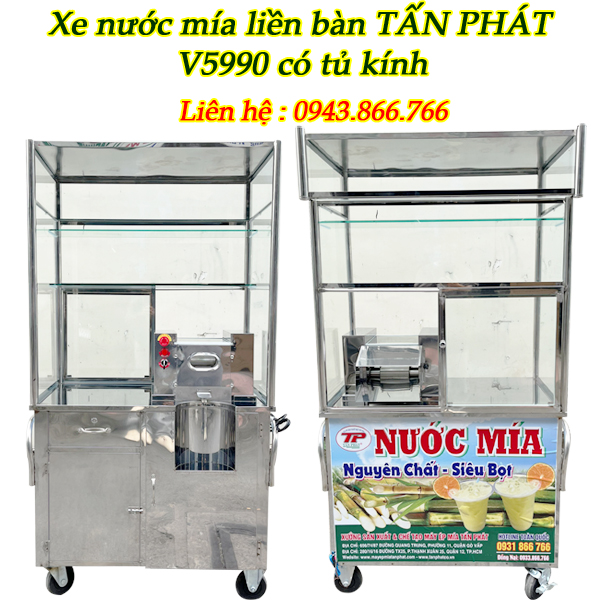 XE NƯỚC MÍA LIỀN BÀN V5990-2 CÂY-800W TỦ KÍNH